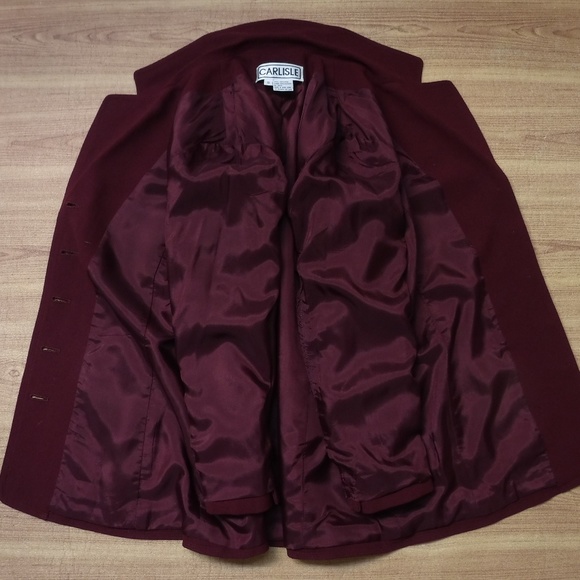Carlisle Maroon Color Wool Button Up Blazer Jacket - Picture 9 of 11